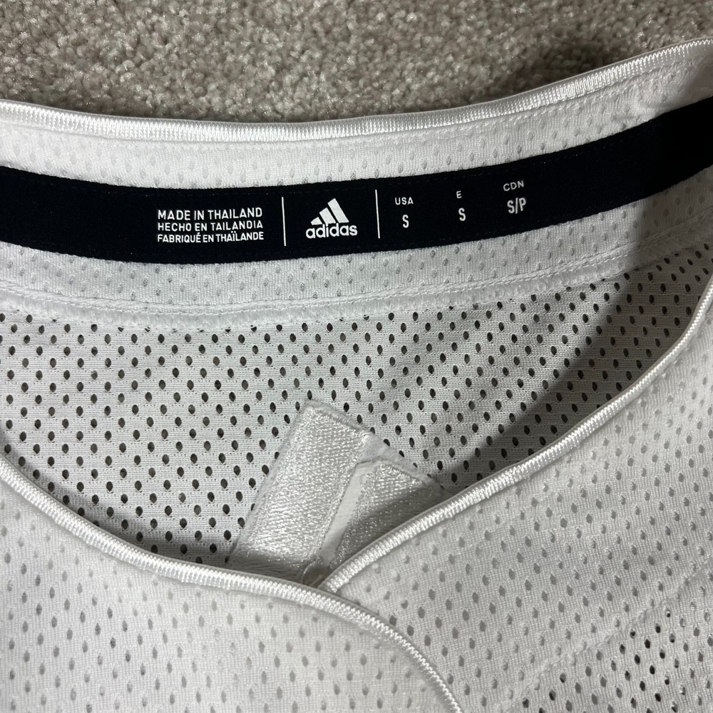 Adidas Womens White Size Small Mesh Button Up Sporty Fashion Jersey Shirt NWT - Picture 5 of 8